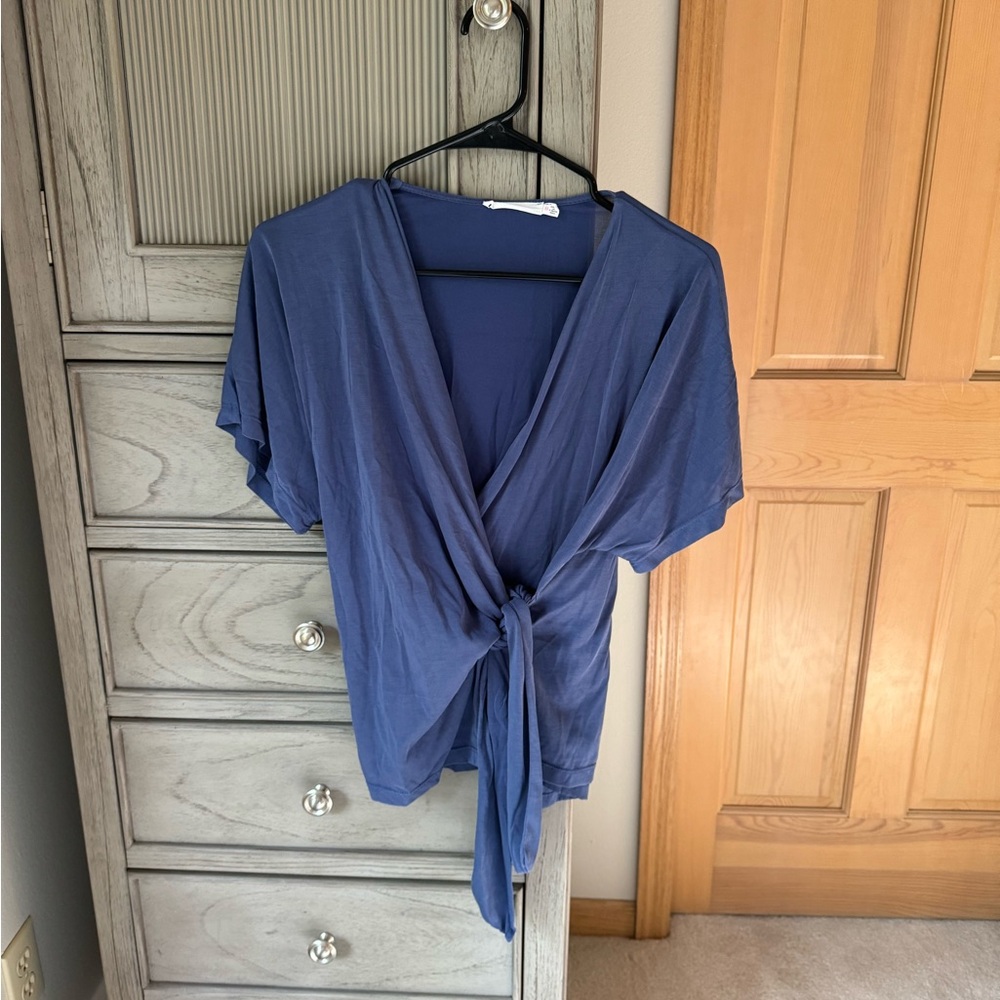 Blue Wrap Blouse